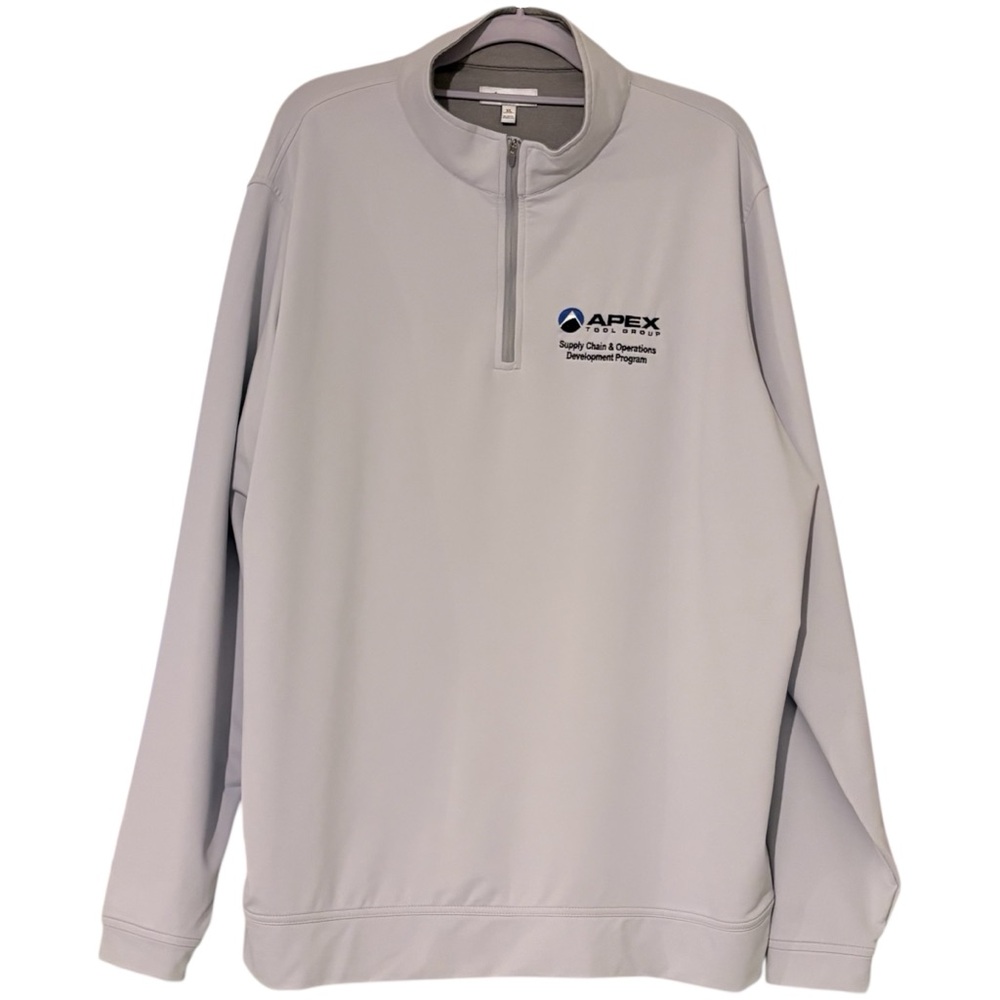 Peter Millar Perth Gray 1/4 Zip Work Logo Apex Tool Company Size XL